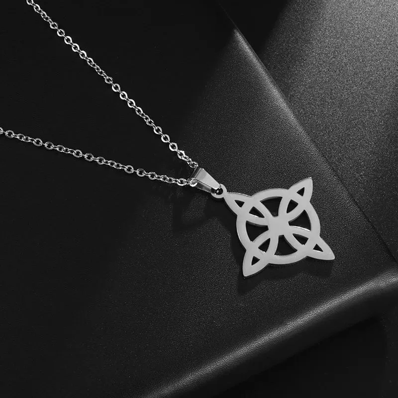Witchcraft Witch Knot Bracelet Stainless Steel Geometric Cutout Flower Box Chain Cuff Bracelet Women Amulet Jewelry