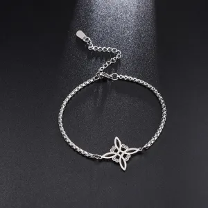 Witchcraft Witch Knot Bracelet Stainless Steel Geometric Cutout Flower Box Chain Cuff Bracelet Women Amulet Jewelry