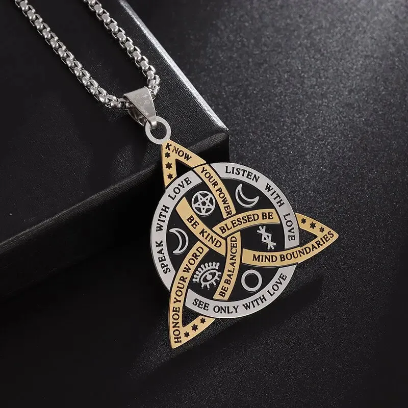 Witchcraft Witch Knot Bracelet Stainless Steel Geometric Cutout Flower Box Chain Cuff Bracelet Women Amulet Jewelry