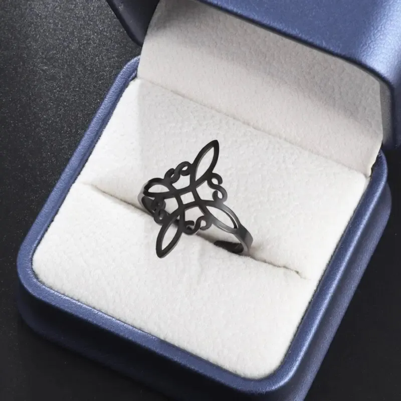 Witchcraft Witch Knot Bracelet Stainless Steel Geometric Cutout Flower Box Chain Cuff Bracelet Women Amulet Jewelry