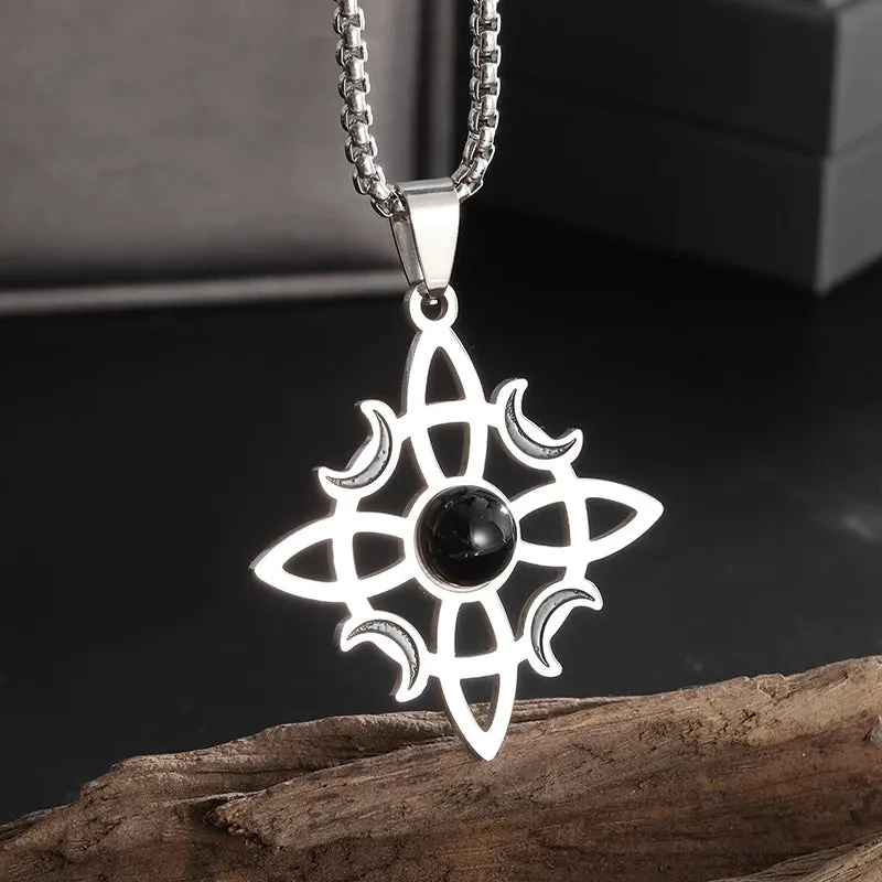 Witchcraft Witch Knot Bracelet Stainless Steel Geometric Cutout Flower Box Chain Cuff Bracelet Women Amulet Jewelry