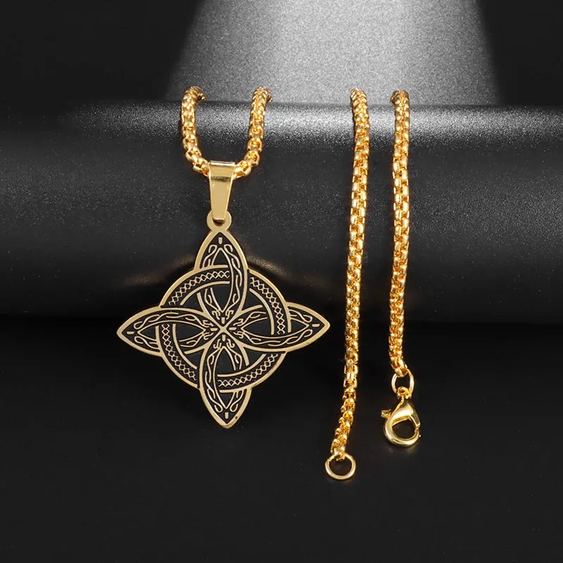 Witchcraft Witch Knot Bracelet Stainless Steel Geometric Cutout Flower Box Chain Cuff Bracelet Women Amulet Jewelry