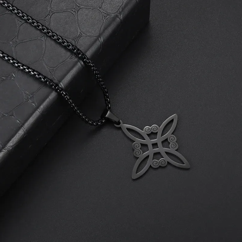 Witchcraft Witch Knot Bracelet Stainless Steel Geometric Cutout Flower Box Chain Cuff Bracelet Women Amulet Jewelry