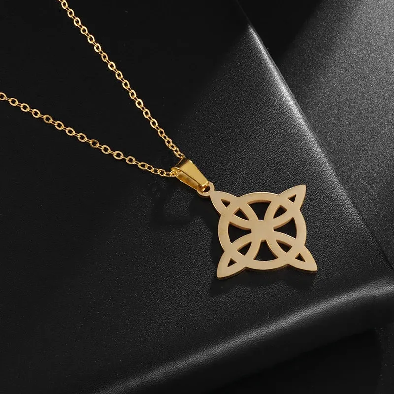 Witchcraft Witch Knot Bracelet Stainless Steel Geometric Cutout Flower Box Chain Cuff Bracelet Women Amulet Jewelry