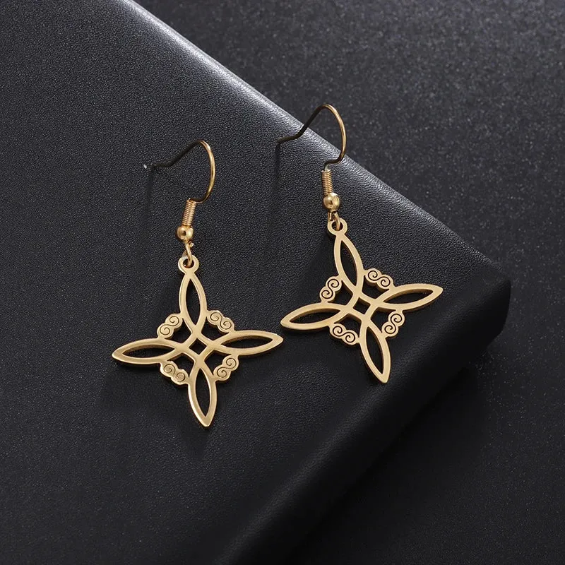 Witchcraft Witch Knot Bracelet Stainless Steel Geometric Cutout Flower Box Chain Cuff Bracelet Women Amulet Jewelry