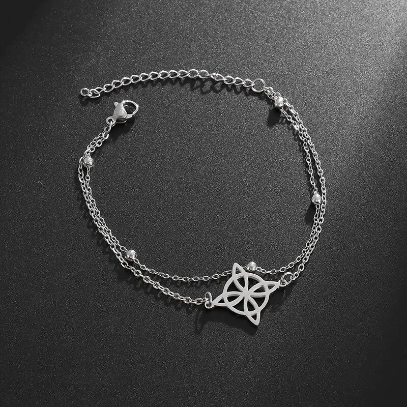 Witchcraft Witch Knot Bracelet Stainless Steel Geometric Cutout Flower Box Chain Cuff Bracelet Women Amulet Jewelry