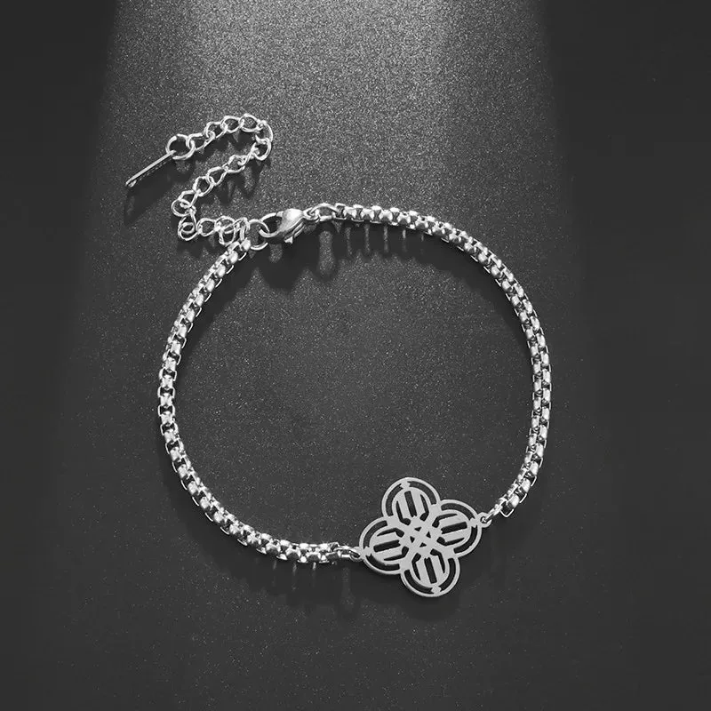 Witchcraft Witch Knot Bracelet Stainless Steel Geometric Cutout Flower Box Chain Cuff Bracelet Women Amulet Jewelry
