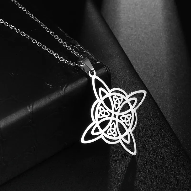 Witchcraft Witch Knot Bracelet Stainless Steel Geometric Cutout Flower Box Chain Cuff Bracelet Women Amulet Jewelry