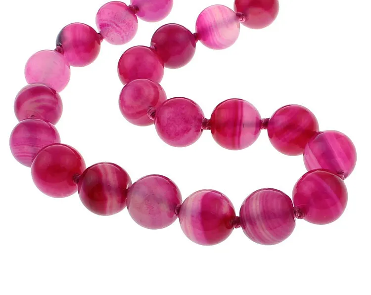 Women's Gemstone Beaded Necklace 12mm Rose Agate