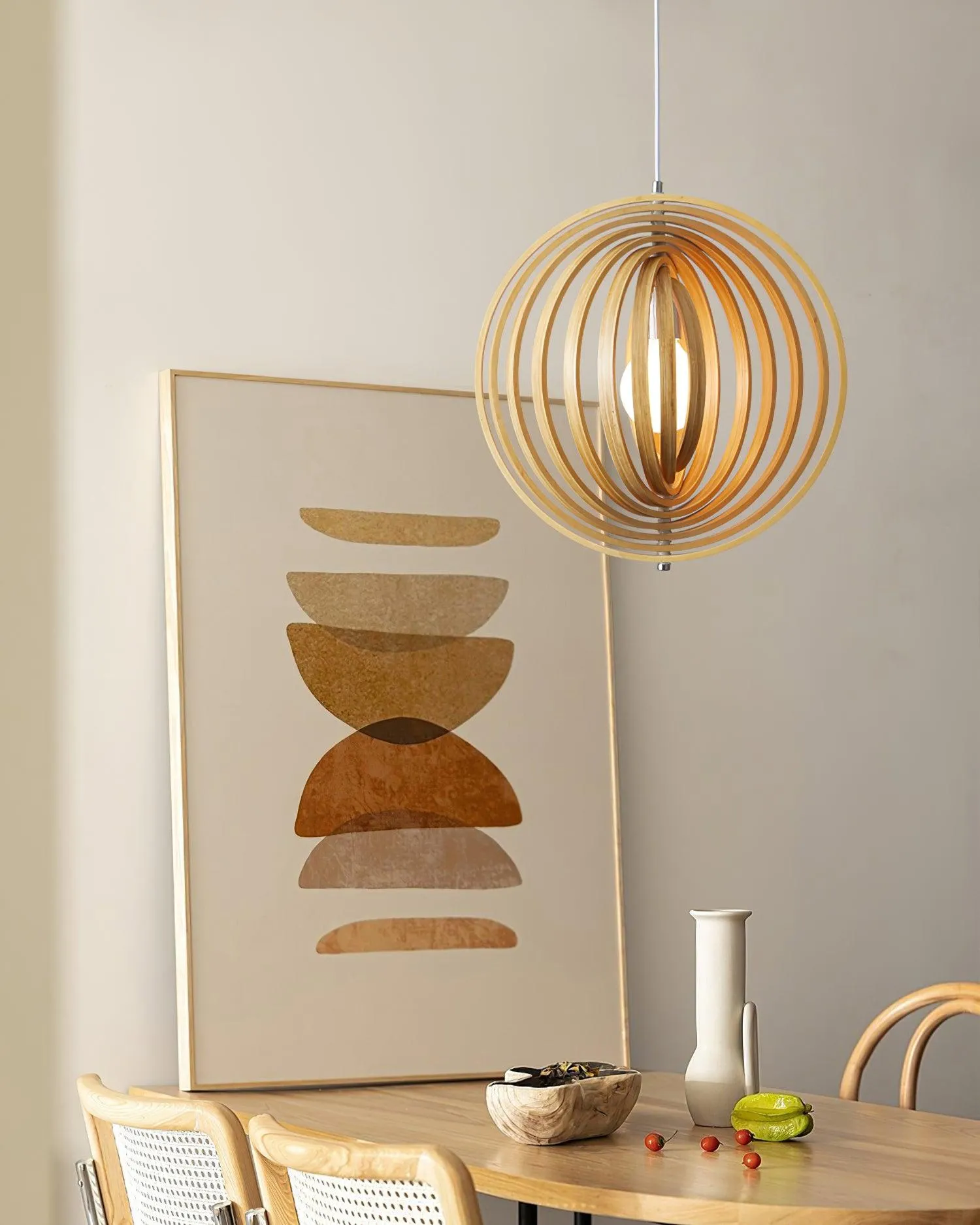 Wooden Moon Pendant Lamp