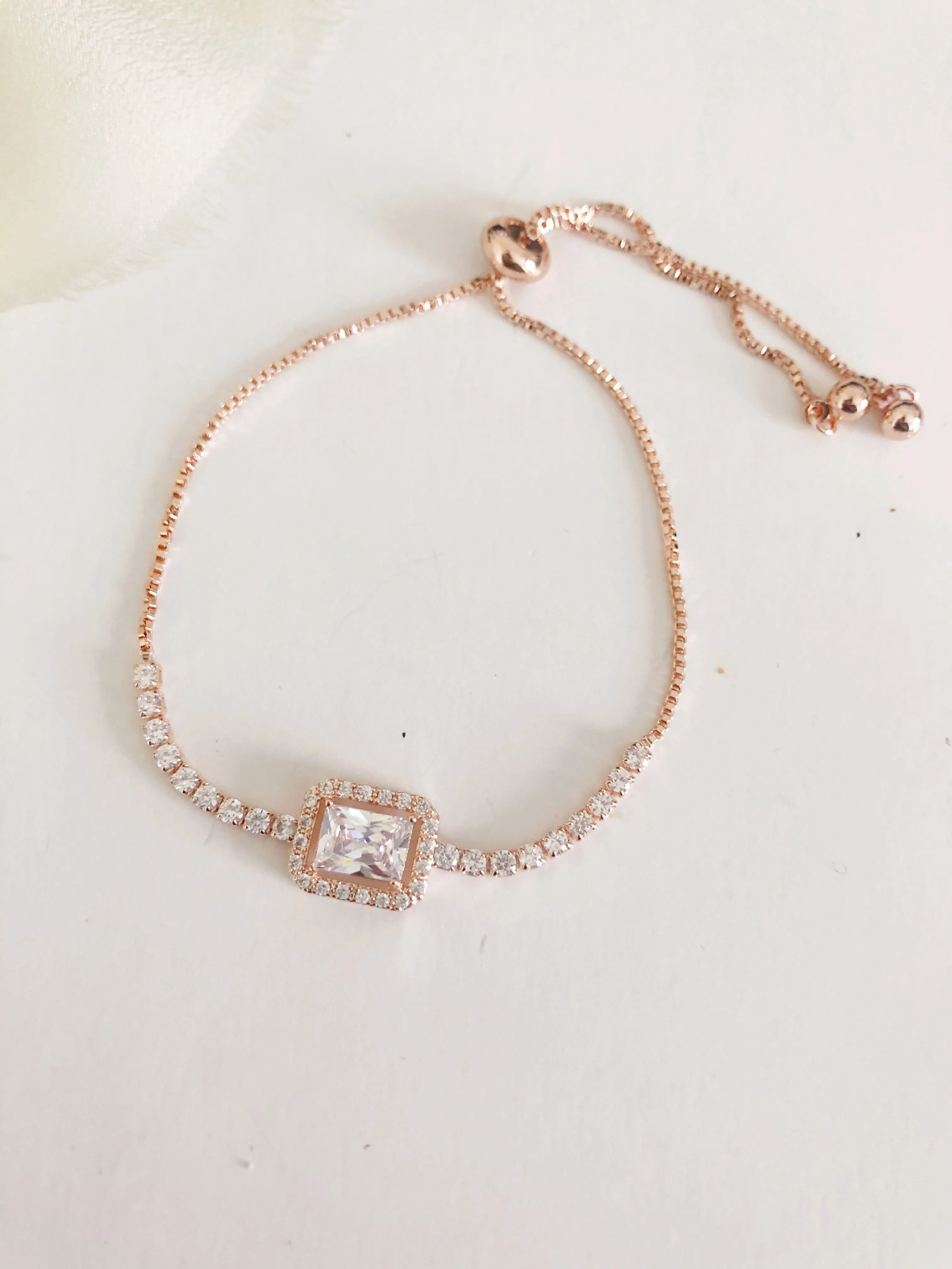 Zoe Emerald Cut Diamond Adjustable Bracelet